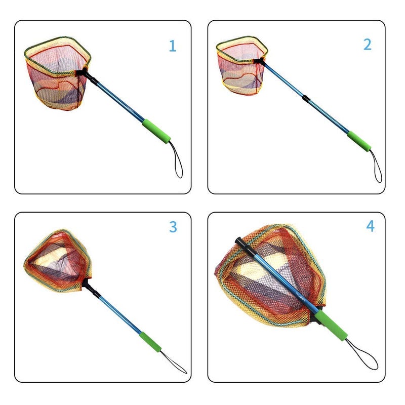 YVLEEN شبكة صيد للأطفال YVLEEN للبحيرات - شبكات مينوز للأطفال - مقبض عمود صيد تلسكوبي قابل للطي من الألمنيوم وشبكة صيد صغيرة من النايلون - شبكات فراشات للعب في الهواء الطلق للأطفال - Image 4